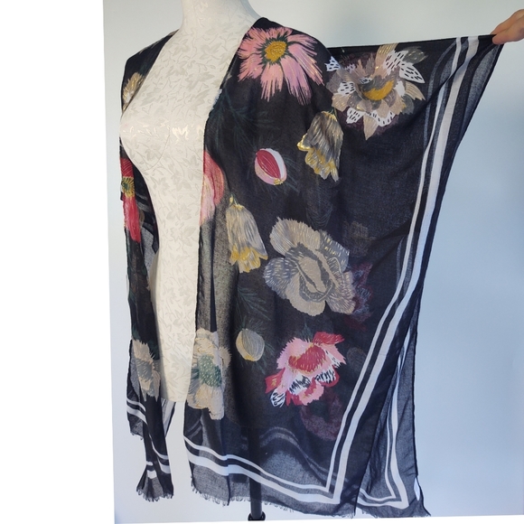 Woven Heart Kimono Swim Cover Up Floral One Size - Picture 12 of 12